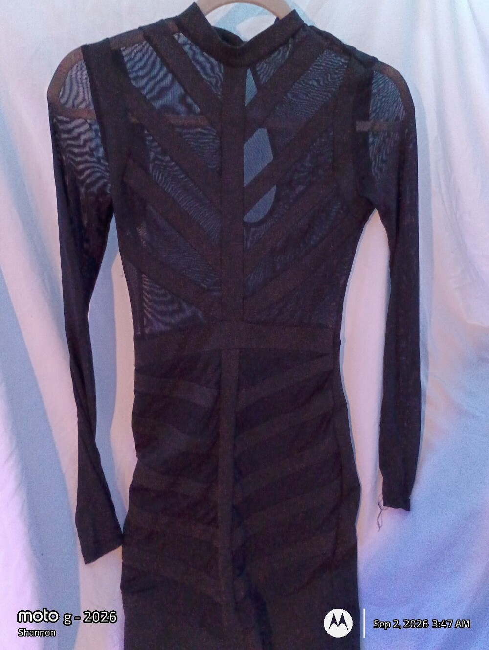 privy Black Long-Sleeve Sheer Panel Bodycon Dress